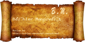 Böhler Manszvét névjegykártya